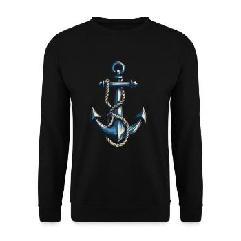 Ancre Vintage Design Hobby Pêcheur Marin - Sweat-shirt Unisexe - noir - Devant - Alina (178cm) & Michal (187cm)