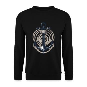 Vintage Anchor Design Hobby Fisherman Seafarer - Unisex Sweatshirt - black - Front - Alina (178cm) & Michal (187cm)