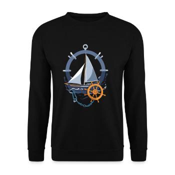 Maritime sailing adventure motif - Unisex Sweatshirt - black - Front - Alina (178cm) & Michal (187cm)