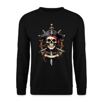 Pirate Flags Skull Jolly Roger Pirate Costume - Unisex Sweatshirt - black - Front - Alina (178cm) & Michal (187cm)