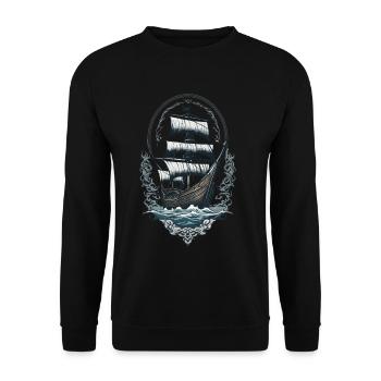 Historic sailing ship adventure on the high seas - Unisex Sweatshirt - black - Front - Alina (178cm) & Michal (187cm)
