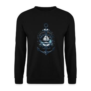 Maritime Adventure Sailboat Anchor - Unisex Sweatshirt - black - Front - Alina (178cm) & Michal (187cm)