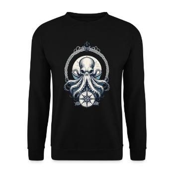 Krake Seeungeheuer Hobby Fischer Seefahrer - Unisex Pullover - Schwarz - Vorne - Alina (178cm) & Michal (187cm)