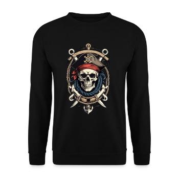 Pirate Flags Skull Jolly Roger Pirate Costume - Unisex Sweatshirt - black - Front - Alina (178cm) & Michal (187cm)