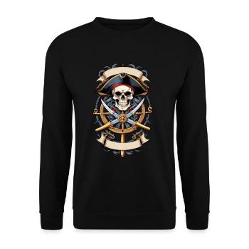 Pirate Flags Skull Jolly Roger Pirate Costume - Unisex Sweatshirt - black - Front - Alina (178cm) & Michal (187cm)