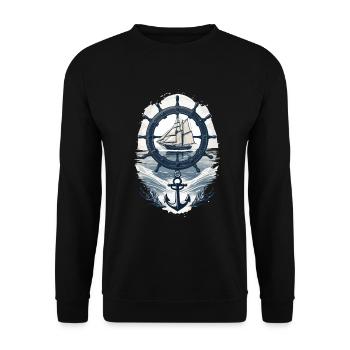 Maritime Adventure Sailing Ship - Unisex Sweatshirt - black - Front - Alina (178cm) & Michal (187cm)