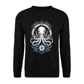 Octopus Sea Monster Pêcheur Capitaine Voilier - Sweat-shirt Unisexe - noir - Devant - Alina (178cm) & Michal (187cm)
