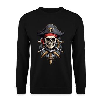 Pirate Flags Skull Jolly Roger Pirate Costume - Unisex Sweatshirt - black - Front - Alina (178cm) & Michal (187cm)