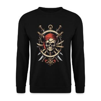 Pirate Flags Skull Jolly Roger Pirate Costume - Unisex Sweatshirt - black - Front - Alina (178cm) & Michal (187cm)