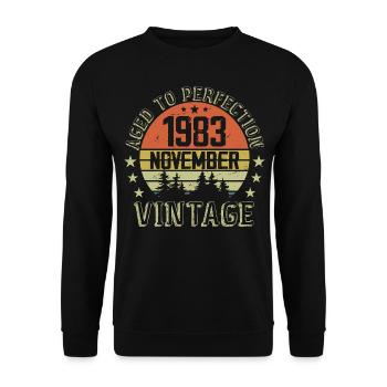 Birthday November 1983 Vintage November Gift - Unisex Sweatshirt - black - Front - Alina (178cm) & Michal (187cm)