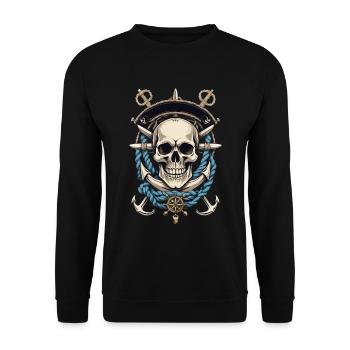 Pirate Costume Design Pirate Flag Jolly Roger - Unisex Sweatshirt - black - Front - Alina (178cm) & Michal (187cm)