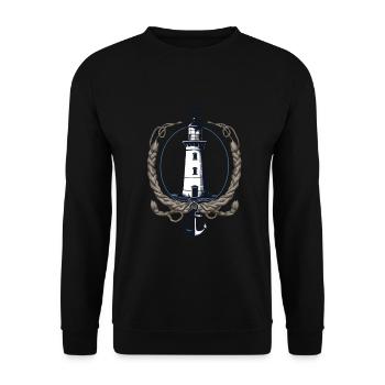 Lighthouse Hobby Fisherman Sailor Vintage Style - Unisex Sweatshirt - black - Front - Alina (178cm) & Michal (187cm)