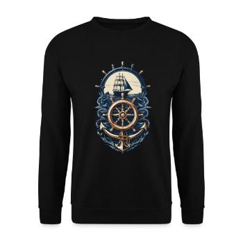 Nautical Adventure Sailing Ship Compass - Unisex Sweatshirt - black - Front - Alina (178cm) & Michal (187cm)