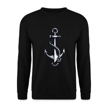 Vintage Anchor Design Hobby Fisherman Seafarer - Unisex Sweatshirt - black - Front - Alina (178cm) & Michal (187cm)