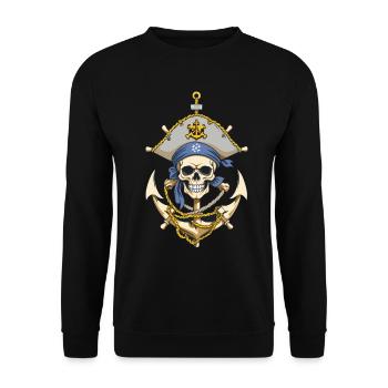 Funny Pirate Outfit Jolly Roger Design - Unisex Sweatshirt - black - Front - Alina (178cm) & Michal (187cm)