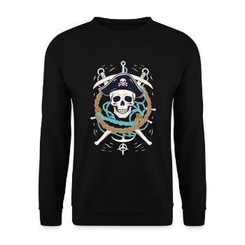 Funny Pirate Outfit Jolly Roger Design - Unisex Sweatshirt - black - Front - Alina (178cm) & Michal (187cm)