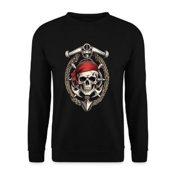 Pirate Costume Design Pirate Flag Jolly Roger - Unisex Sweatshirt - black - Front - Alina (178cm) & Michal (187cm)