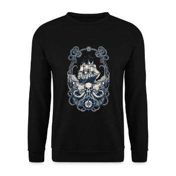 Abenteuer Auf Hoher See Mit Piratenschiff - Unisex Pullover - Schwarz - Vorne - Alina (178cm) & Michal (187cm)