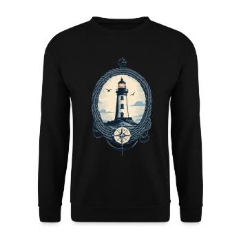 Lighthouse Hobby Fisherman Seafarer Sea Lover - Unisex Sweatshirt - black - Front - Alina (178cm) & Michal (187cm)