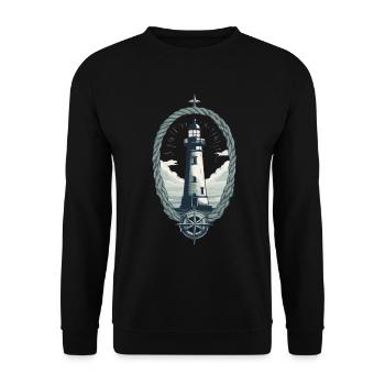 Lighthouse Hobby Fisherman Seafarer Sea Lover - Unisex Sweatshirt - black - Front - Alina (178cm) & Michal (187cm)