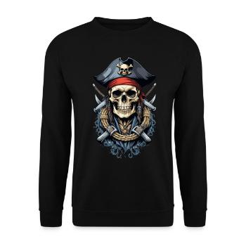 Pirate Costume Design Pirate Flag Jolly Roger - Unisex Sweatshirt - black - Front - Alina (178cm) & Michal (187cm)