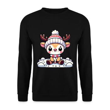Noël mignon renne - Sweat-shirt Unisexe - noir - Devant - Alina (178cm) & Michal (187cm)