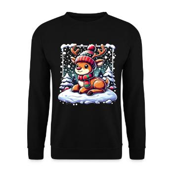 Mignon Renne Noël Hiver Neige - Sweat-shirt Unisexe - noir - Devant - Alina (178cm) & Michal (187cm)