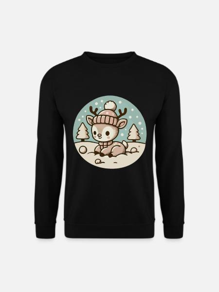 Christmas Reindeer Illustration Winter - Unisex Sweatshirt - black