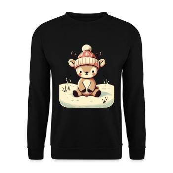 Cute Reindeer Christmas Winter Snow - Unisex Sweatshirt - black - Front - Alina (178cm) & Michal (187cm)