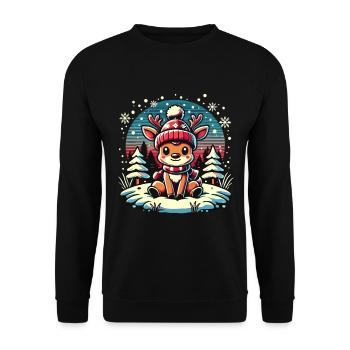 Cute Reindeer in the Snow Christmas - Unisex Sweatshirt - black - Front - Alina (178cm) & Michal (187cm)