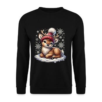rMignon renne Noël Neige Vintage Sti - Sweat-shirt Unisexe - noir - Devant - Alina (178cm) & Michal (187cm)