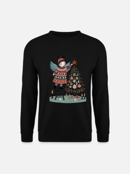 Skandinavischer Weihnachtsengel Mit Weihnachtsbaum - Unisex Pullover - Schwarz