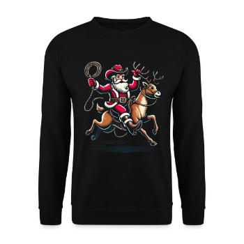 Cowboy Santa Claus Adventure - Unisex Sweatshirt - black - Front - Alina (178cm) & Michal (187cm)