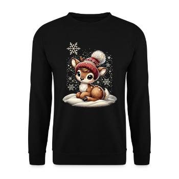 Renne de Noël vintage mignon mignon faon - Sweat-shirt Unisexe - noir - Devant - Alina (178cm) & Michal (187cm)