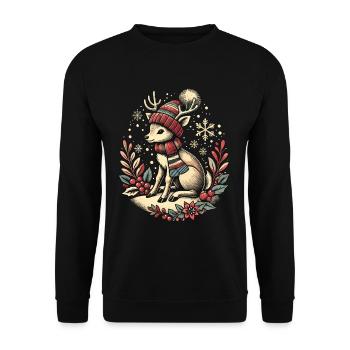 Vintage Christmas Reindeer Design - Unisex Sweatshirt - black - Front - Alina (178cm) & Michal (187cm)