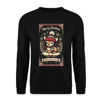 Vintage Noël renne neige flocons de neige - Sweat-shirt Unisexe - noir - Devant - Alina (178cm) & Michal (187cm)