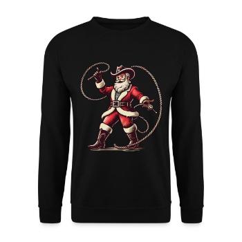 Cowboy Père Noël Lasso Aventure - Sweat-shirt Unisexe - noir - Devant - Alina (178cm) & Michal (187cm)