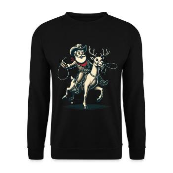 Aventure du cavalier cow-boy du Père Noël - Sweat-shirt Unisexe - noir - Devant - Alina (178cm) & Michal (187cm)