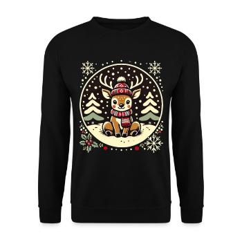 Adorable design vintage Noël - Sweat-shirt Unisexe - noir - Devant - Alina (178cm) & Michal (187cm)