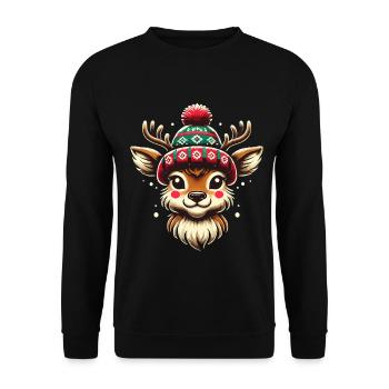 Vintage Christmas Reindeer Design - Unisex Sweatshirt - black - Front - Alina (178cm) & Michal (187cm)