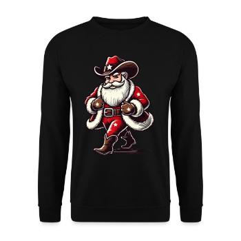 Cowboy Père Noël Aventureux Festif - Sweat-shirt Unisexe - noir - Devant - Alina (178cm) & Michal (187cm)