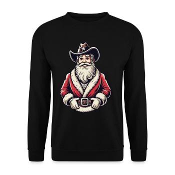 Cowboy Santa Claus Western Flair - Unisex Sweatshirt - black - Front - Alina (178cm) & Michal (187cm)