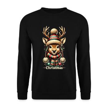Adorable design vintage avec de mignons rennes - Sweat-shirt Unisexe - noir - Devant - Alina (178cm) & Michal (187cm)