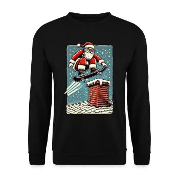 Planche à roulettes de Noël Cheminée du Père Noël - Sweat-shirt Unisexe - noir - Devant - Alina (178cm) & Michal (187cm)