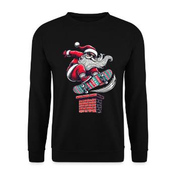 Christmas Santa Skater Style - Unisex Sweatshirt - black - Front - Alina (178cm) & Michal (187cm)