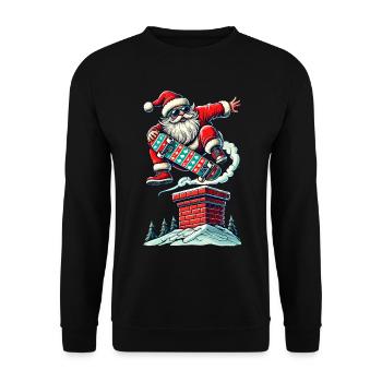 Weihnachten Santa Skateboarding Abenteuer - Unisex Pullover - Schwarz - Vorne - Alina (178cm) & Michal (187cm)