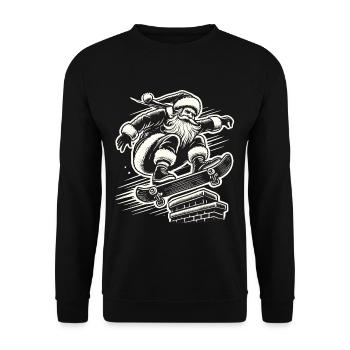 Christmas Santa Skateboard Streetwear Style - Unisex Sweatshirt - black - Front - Alina (178cm) & Michal (187cm)