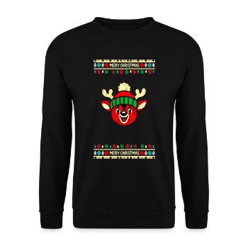 Vintage Design Rentier Weihnachten Schnee - Unisex Pullover - Schwarz - Vorne - Alina (178cm) & Michal (187cm)