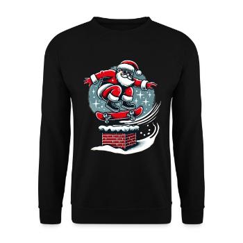 Christmas Santa Skateboarding Style - Unisex Sweatshirt - black - Front - Alina (178cm) & Michal (187cm)