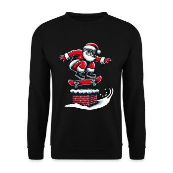 Christmas Skater Santa Streetwear - Unisex Sweatshirt - black - Front - Alina (178cm) & Michal (187cm)